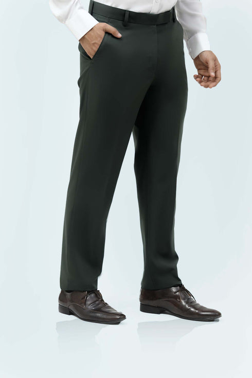 Veshbhoshaa Bluebird Men'S Olive Green Formal Trousers
